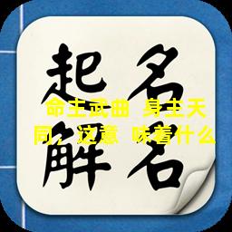 命主武曲  身主天同，这意  味着什么